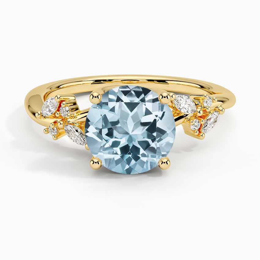 Aquamarine Arden Diamond Ring in 18K Yellow Gold