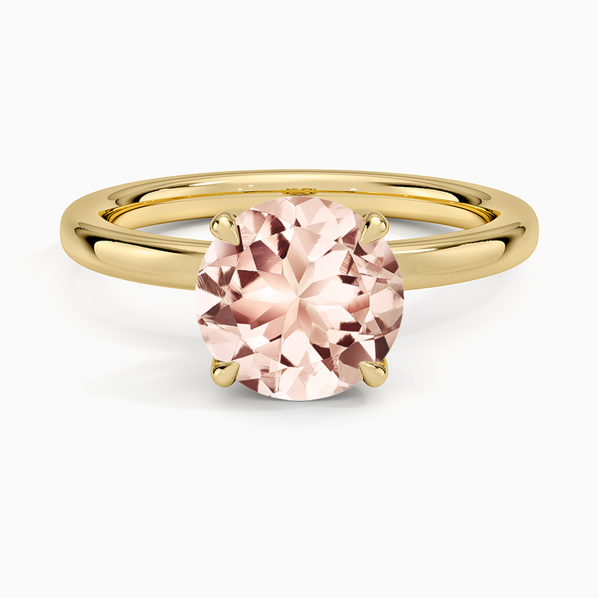 Morganite 2mm Petite Elodie Perfect Fit Solitaire Ring in 18K Yellow Gold