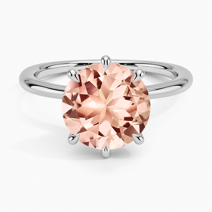 Morganite Freesia Six-Prong Solitaire Ring in 14K White Gold