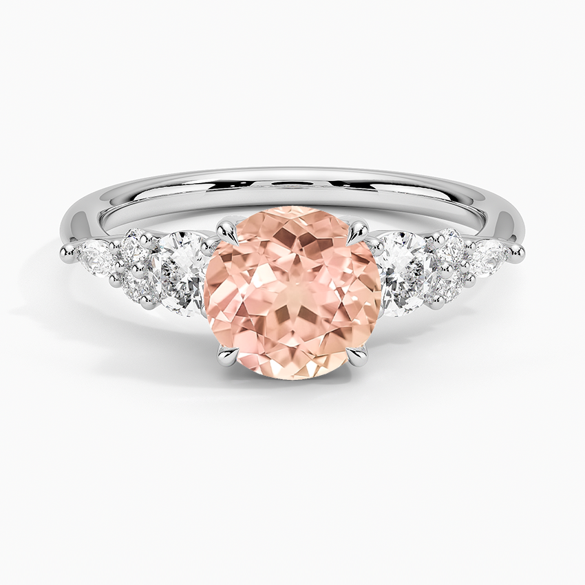 Lab Grown Sapphire Nadia Three Stone Diamond Ring in 18K White Gold