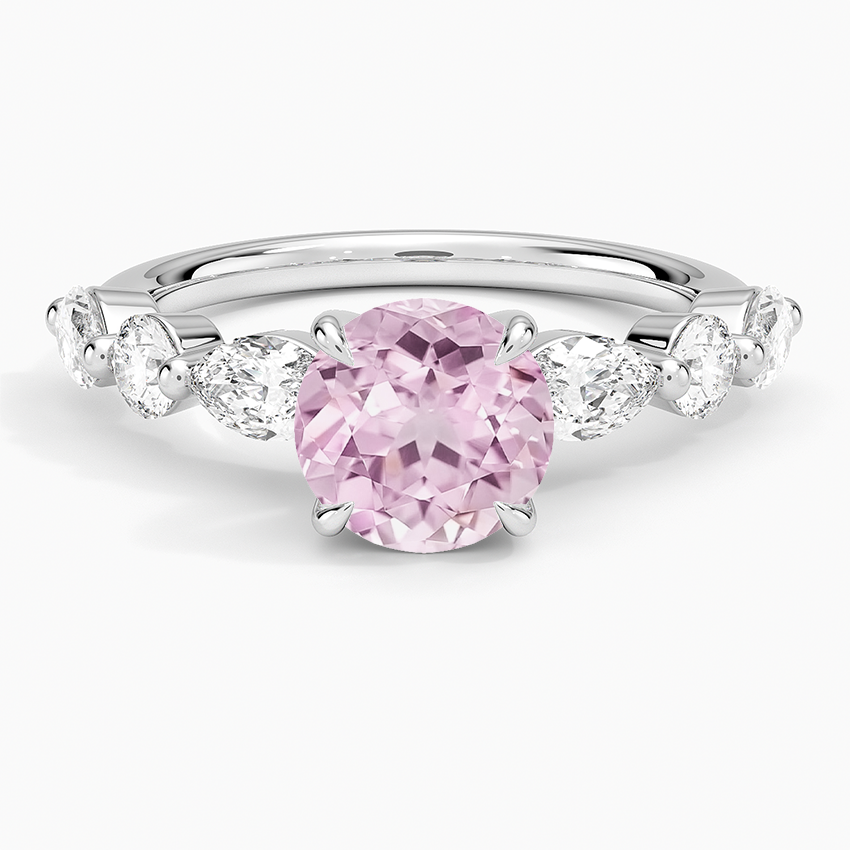 Lab Grown Sapphire Grand Versailles Diamond Ring in 18K White Gold