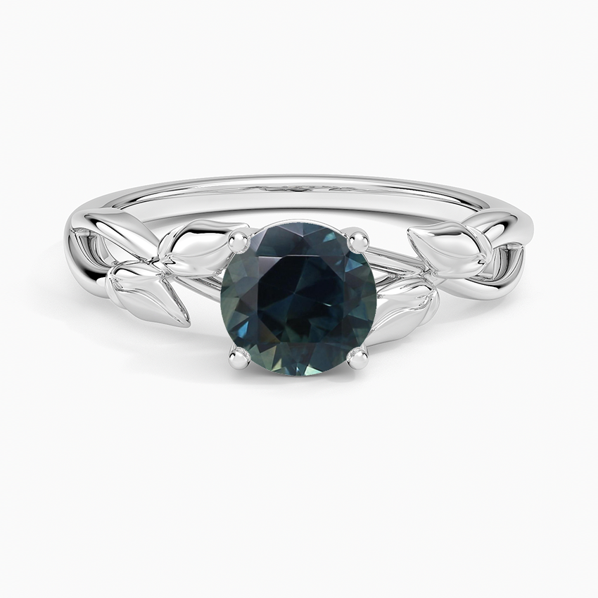 Sapphire Budding Willow Solitaire Ring in 14K White Gold