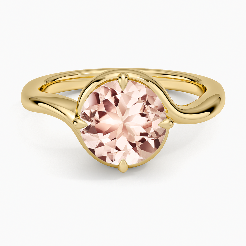 Morganite Bezel Atelier Solitaire Diamond Ring in 14K Yellow Gold