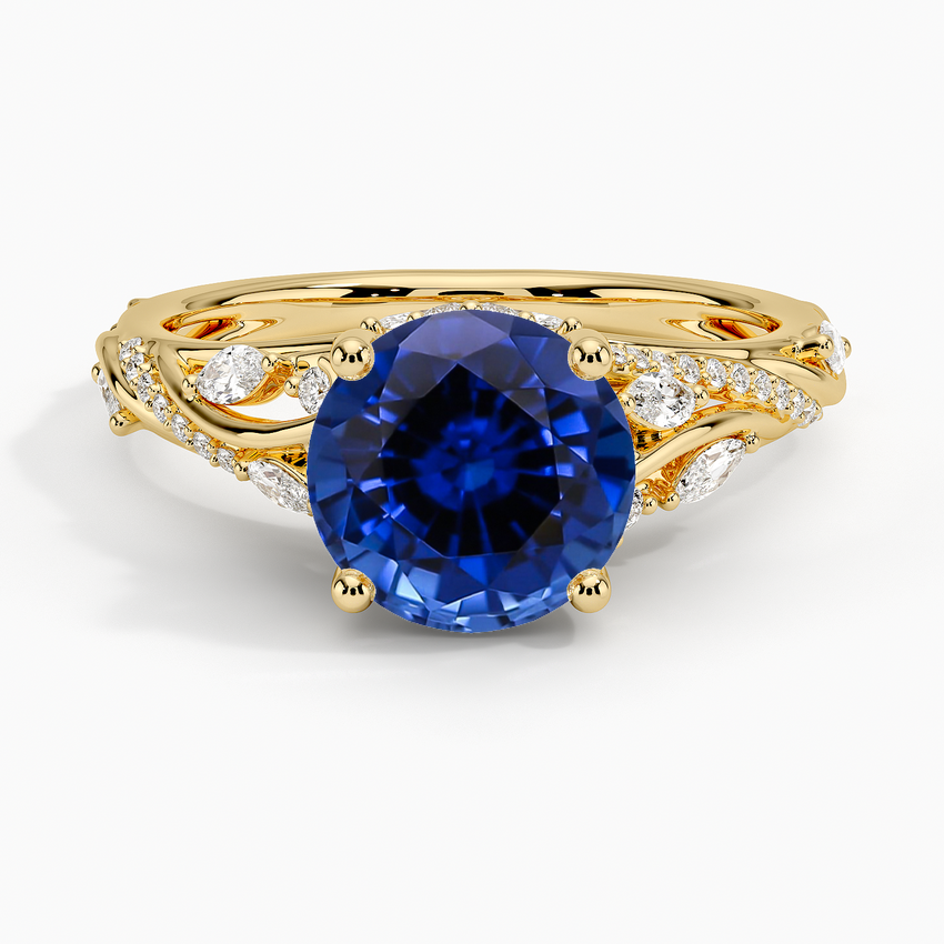 Lab Grown Sapphire Begonia Vine Diamond Ring (1/2 ct. tw.) in 14K Yellow Gold