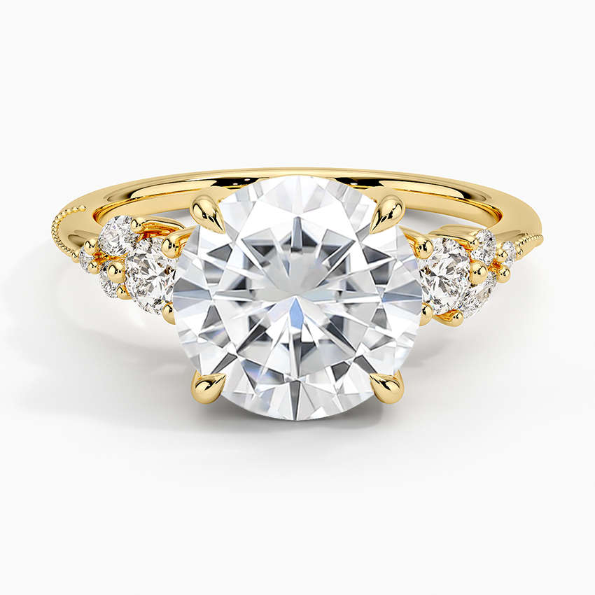 Moissanite Camellia Three Stone Diamond Ring (1/3 ct. tw.) in 14K Yellow Gold