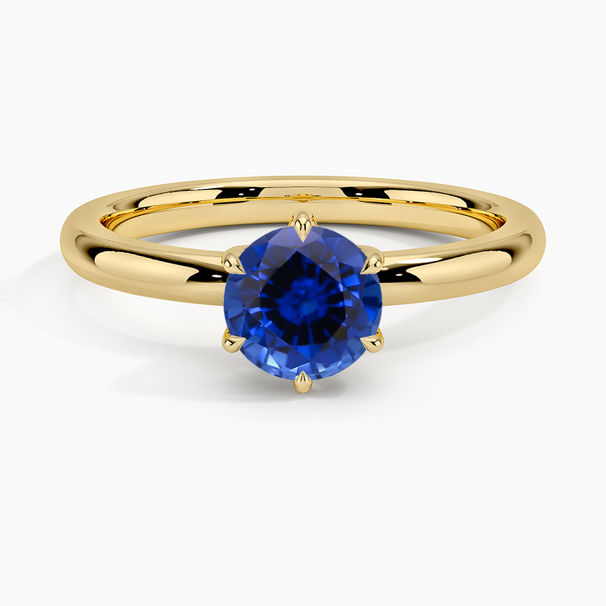 Sapphire Fairmined 2mm Six-Prong Solitaire Ring in 18K Yellow Gold