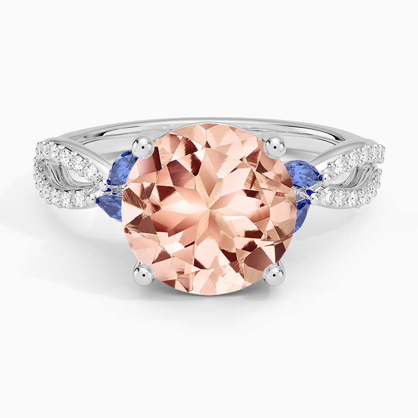 Morganite Luxe Willow Sapphire and Diamond Ring (1/8 ct. tw.) in 14K White Gold