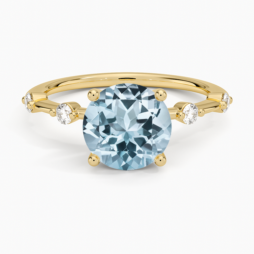 Aquamarine Aimee Diamond Ring in 18K Yellow Gold
