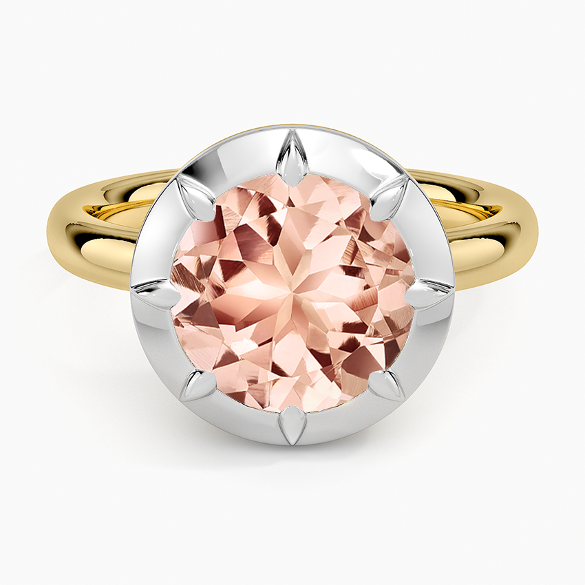 Morganite Harper Mixed Metal Solitaire Ring in 18K Yellow Gold