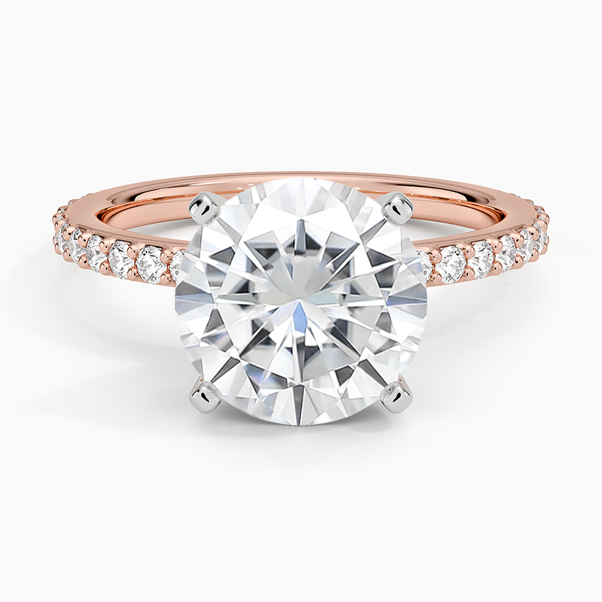 Moissanite Petite Shared Prong Three-Quarter Coverage Diamond Ring (1/3 ct. tw.) in 14K Rose Gold
