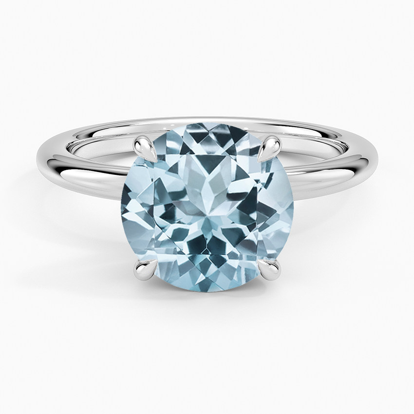 Aquamarine Manon Solitaire Ring in 14K White Gold