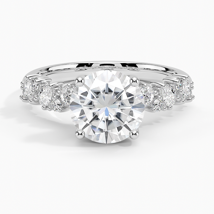Moissanite Olivetta Diamond Ring in 18K White Gold