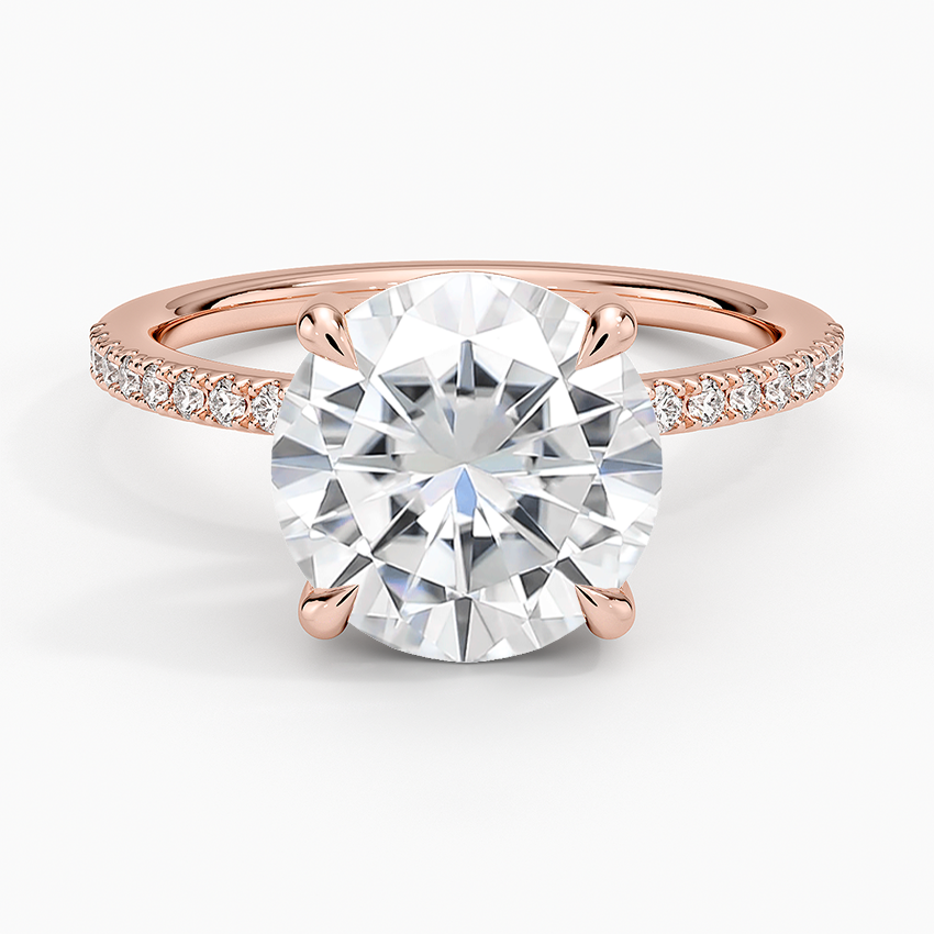 Moissanite Perfect Fit Half Coverage Diamond Ring in 14K Rose Gold