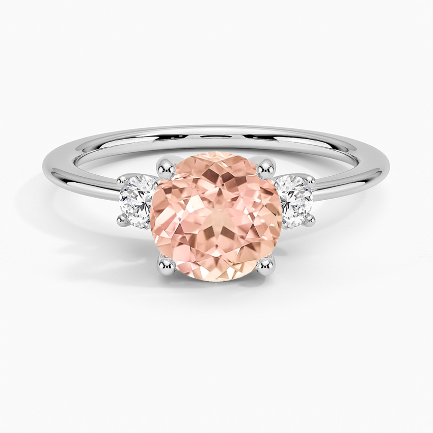 Lab Grown Sapphire Aimee Three Stone Diamond Ring in 18K White Gold