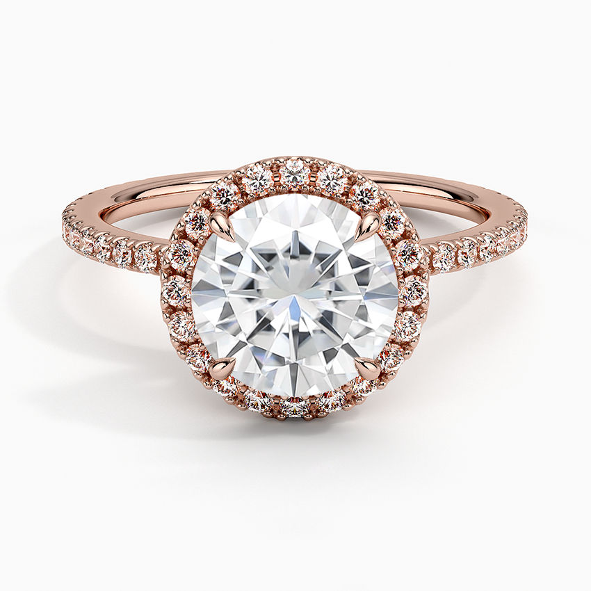 Moissanite Waverly Halo Diamond Ring (1/2 ct. tw.) in 14K Rose Gold