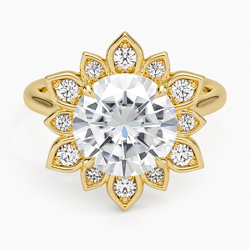 Moissanite Fiore Halo Diamond Ring (1/4 ct. tw.) in 14K Yellow Gold
