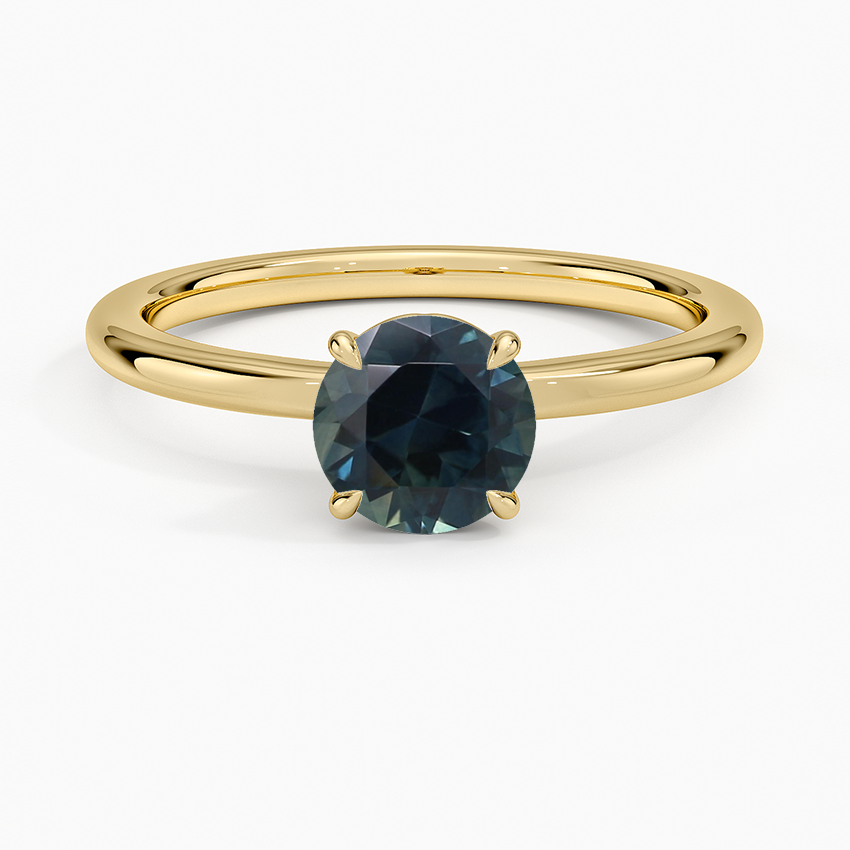 Sapphire Hidden Heart Solitaire Ring in 18K Yellow Gold