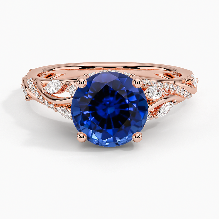 Lab Grown Sapphire Begonia Vine Diamond Ring (1/2 ct. tw.) in 14K Rose Gold