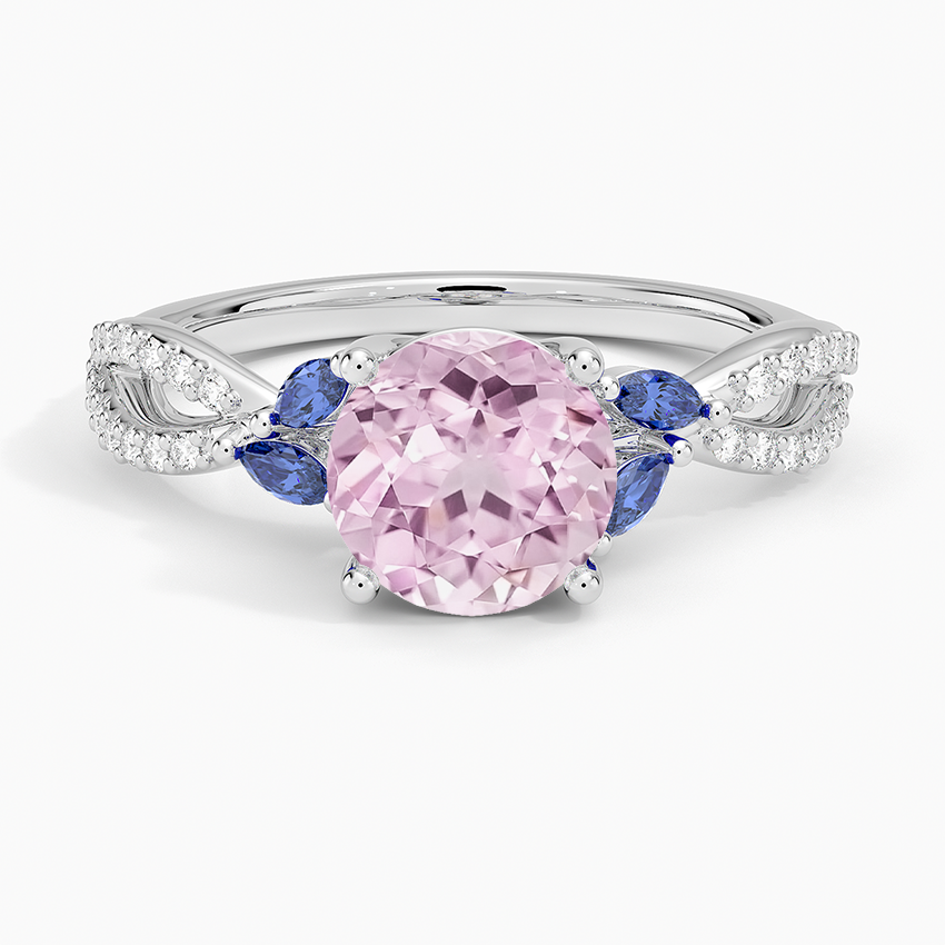 Lab Grown Sapphire Luxe Willow Sapphire and Diamond Ring (1/8 ct. tw.) in 14K White Gold