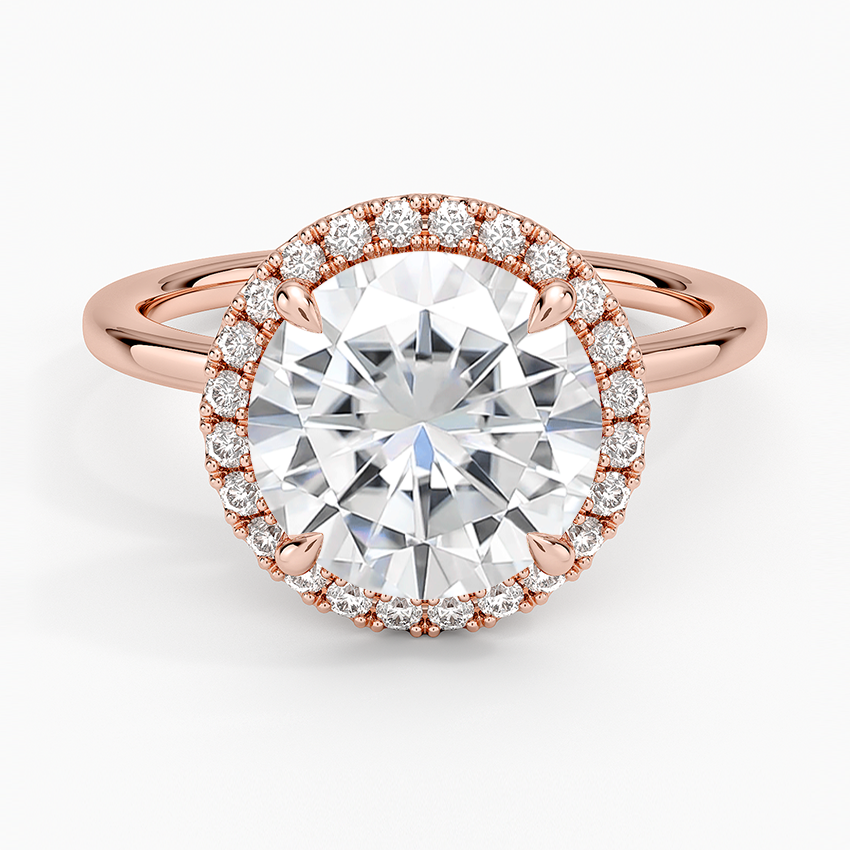 Moissanite Vienna Halo Diamond Ring in 14K Rose Gold