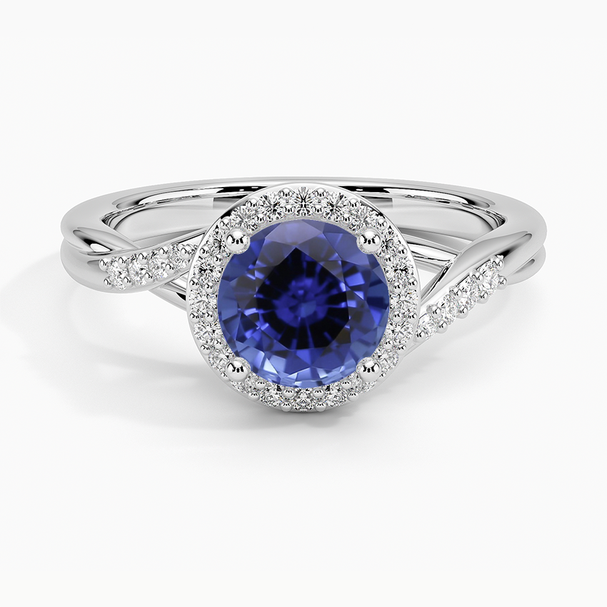 Sapphire Chamise Halo Diamond Ring (1/5 ct. tw.) in 18K White Gold