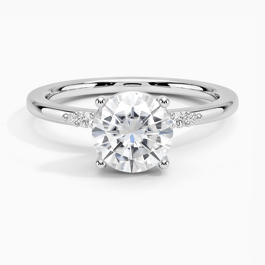 Moissanite Petite Perfect Fit Diamond Ring in 18K White Gold