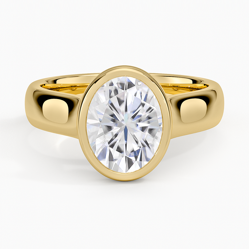 Moissanite Luna 4mm Bezel Ring in 18K Yellow Gold