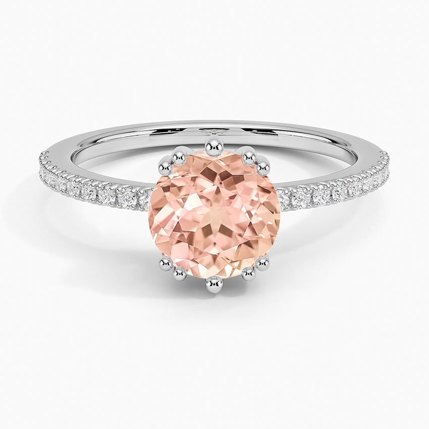 Lab Grown Sapphire Luxe Kalina Hidden Halo Diamond Ring in 18K White Gold