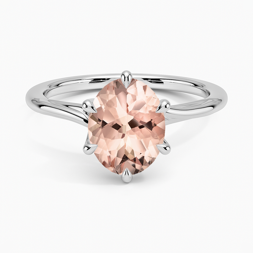 Morganite Delilah Twist Solitaire Ring in 18K White Gold