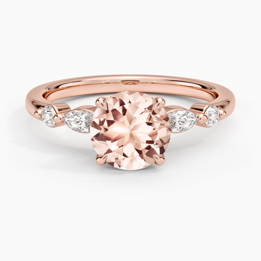 Morganite Versailles One-Quarter Coverage Diamond Ring in 14K Rose Gold