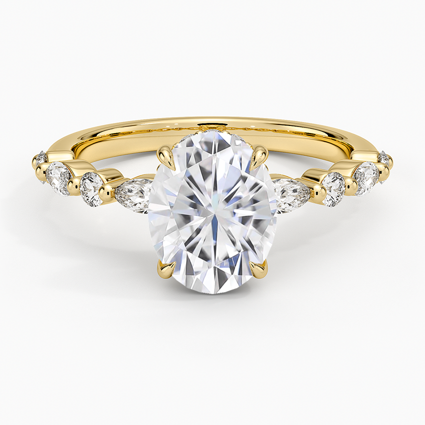 Moissanite Versailles Hidden Halo Diamond Ring in 18K Yellow Gold