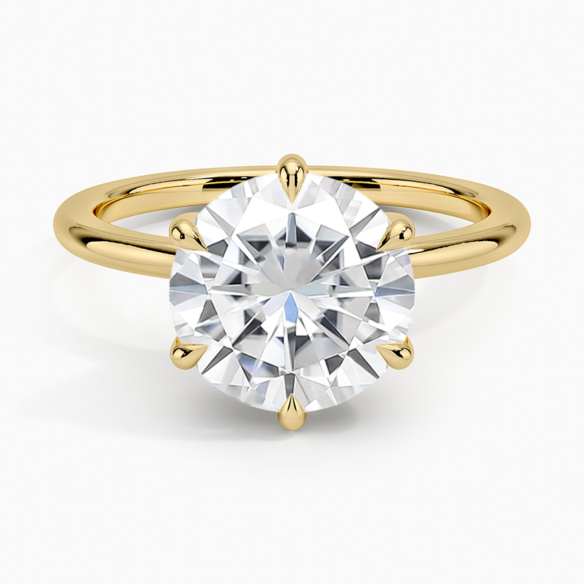 Moissanite Fairmined 1.5mm Six-Prong Solitaire Ring in 18K Yellow Gold