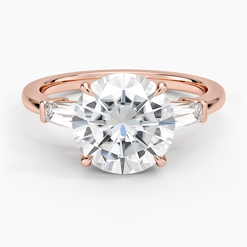 Moissanite Symphony Tapered Baguette Three Stone Diamond Ring (1/2 ct. tw.) in 14K Rose Gold