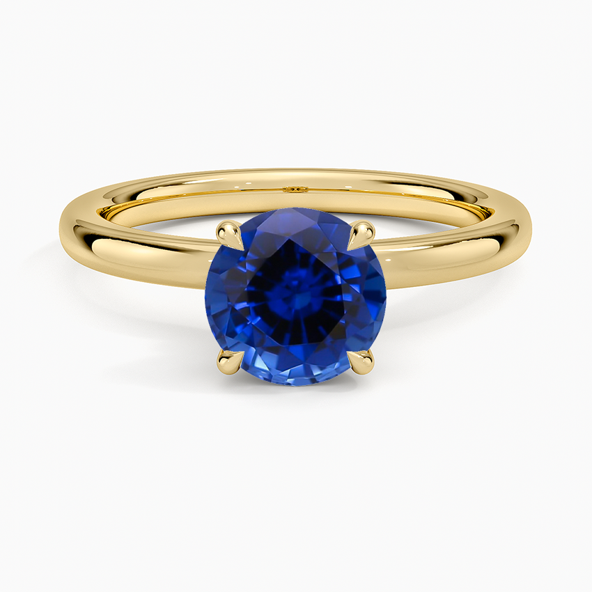 Sapphire Secret Halo 2mm Diamond Ring in 18K Yellow Gold