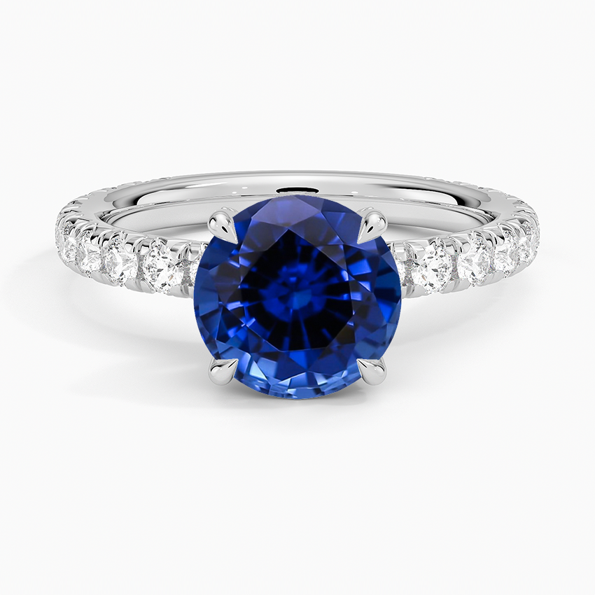 Lab Grown Sapphire Olympia Three-Quarter Coverage Diamond Ring in 18K White Gold