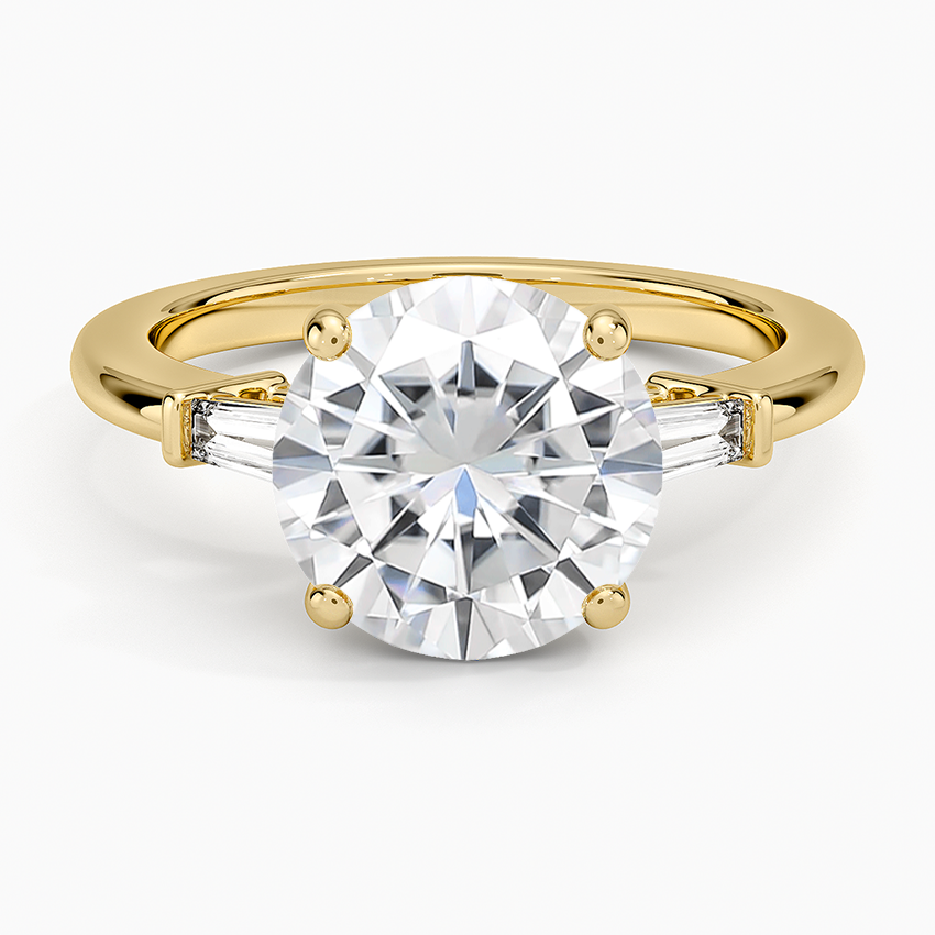 Moissanite Symphony Tapered Baguette Three Stone Diamond Ring (1/5 ct. tw.) in 14K Yellow Gold