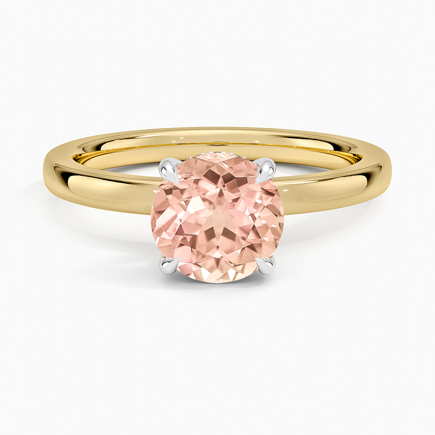 Lab Grown Sapphire Audrey Mixed Metal 2mm Diamond Ring in 18K Yellow Gold