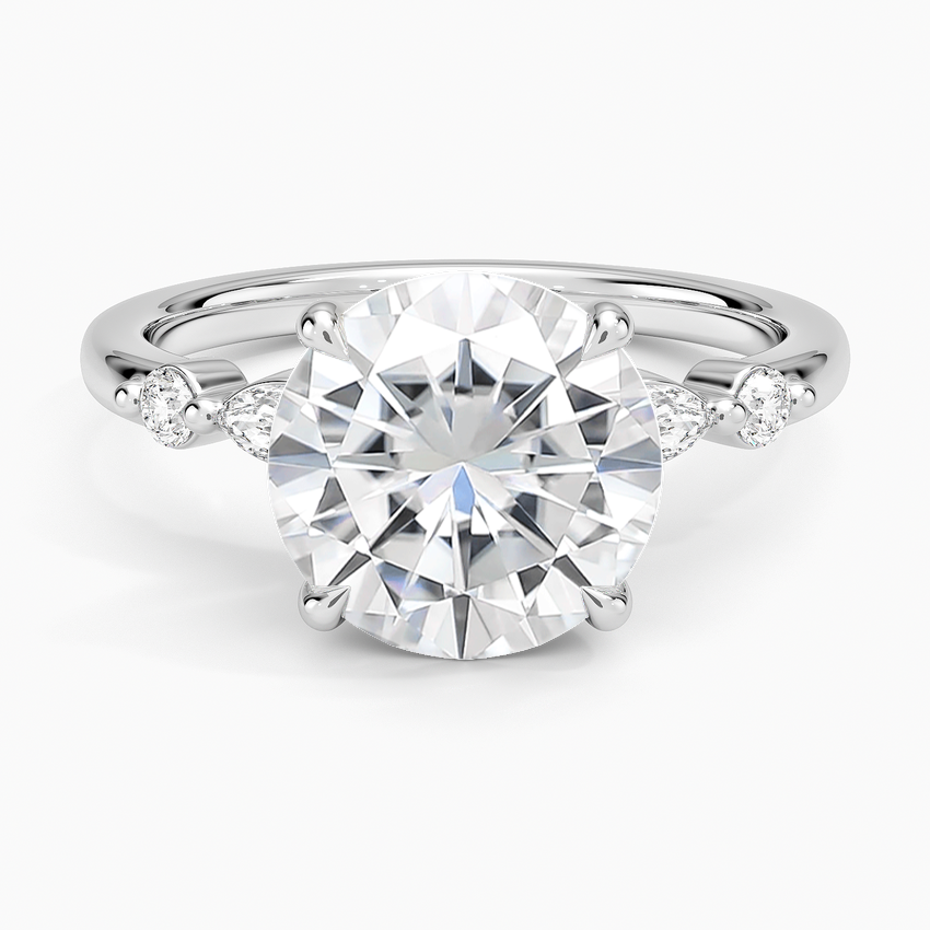 Moissanite Versailles One-Quarter Coverage Diamond Ring in 14K White Gold