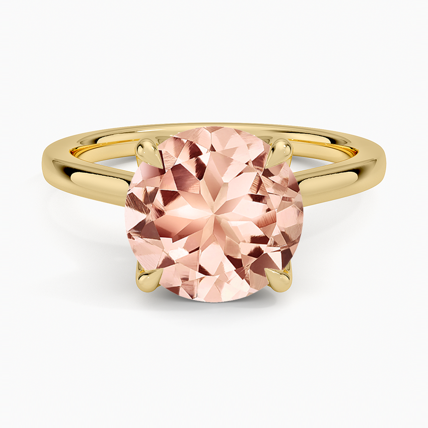 Morganite Elodie Cathedral Solitaire Ring in 14K Yellow Gold