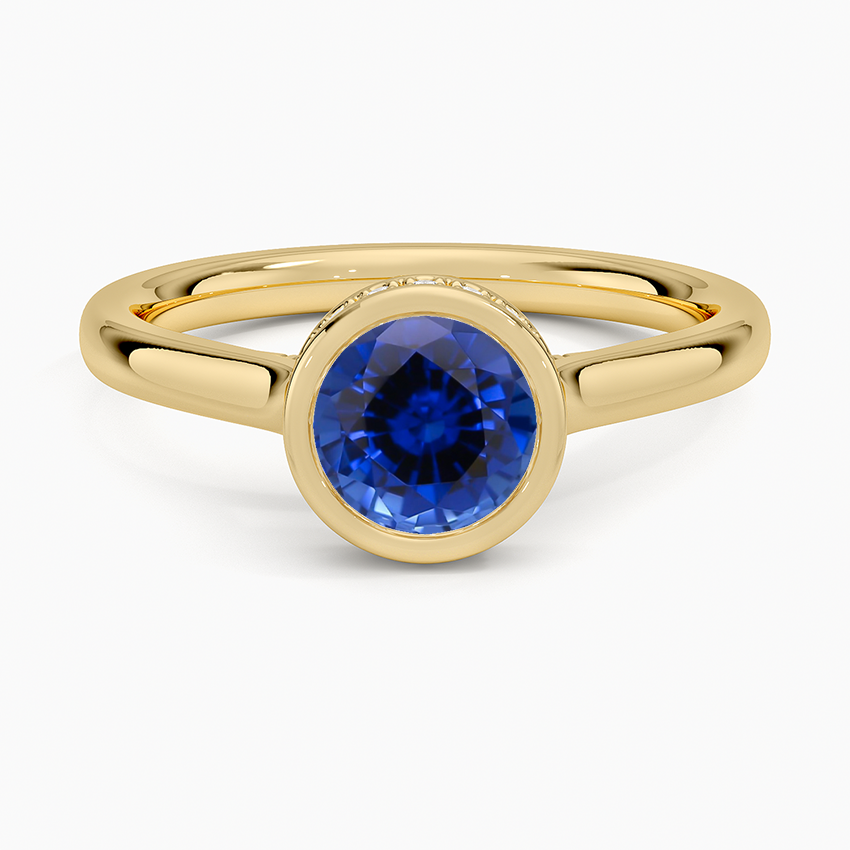 Sapphire Luna Hidden Halo Diamond Ring in 18K Yellow Gold