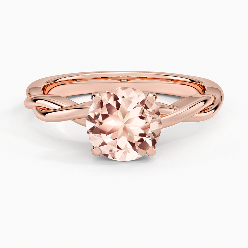 Morganite Twisted Vine Solitaire Ring in 14K Rose Gold