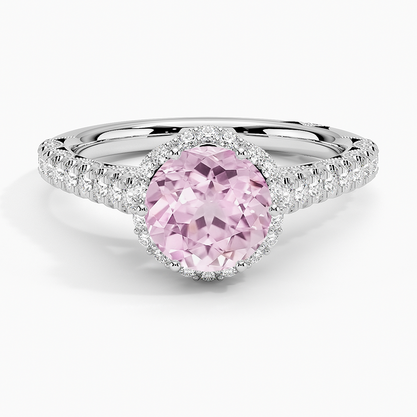 Lab Grown Sapphire Tacori Petite Crescent Classic Bloom Diamond Ring in 18K White Gold