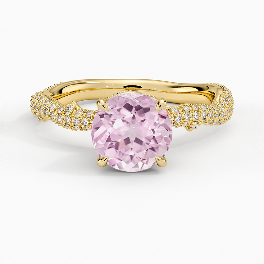 Lab Grown Sapphire Rose Thorn Diamond Ring in 18K Yellow Gold