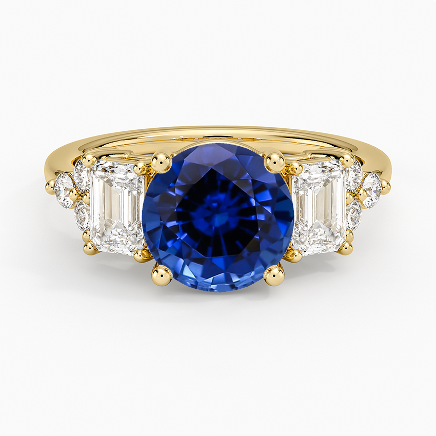 Lab Grown Sapphire Sabine Cluster Diamond Ring in 18K Yellow Gold