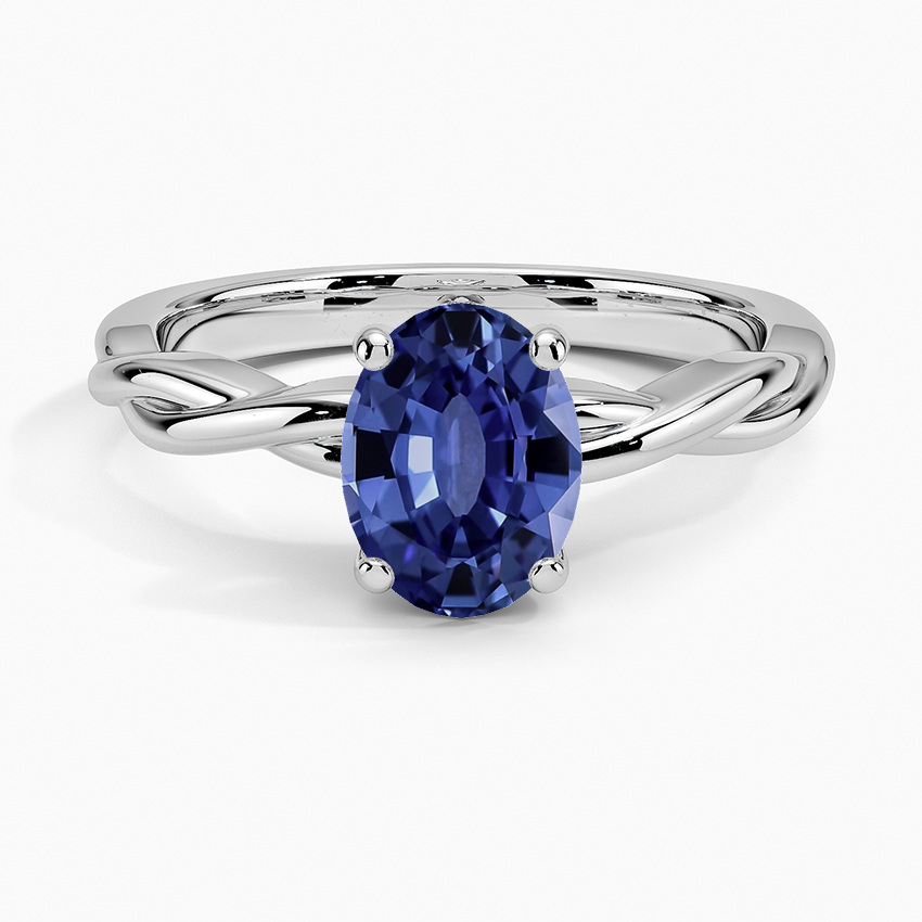 Sapphire Twisted Vine Ring in 18K White Gold