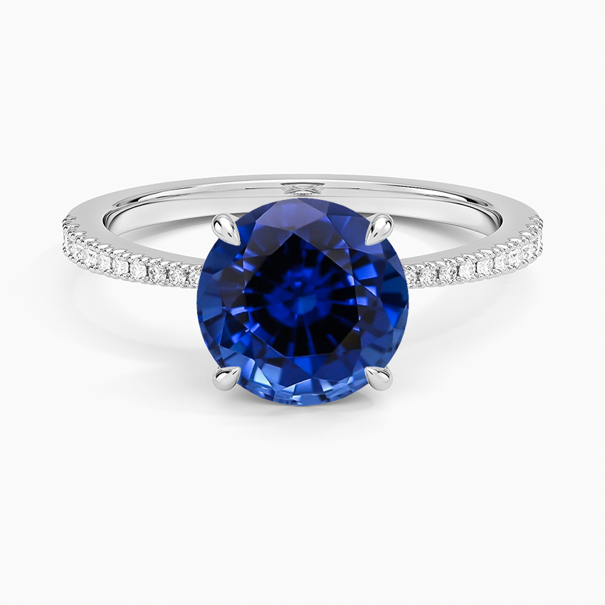 Lab Grown Sapphire Elena Diamond Ring in 14K White Gold