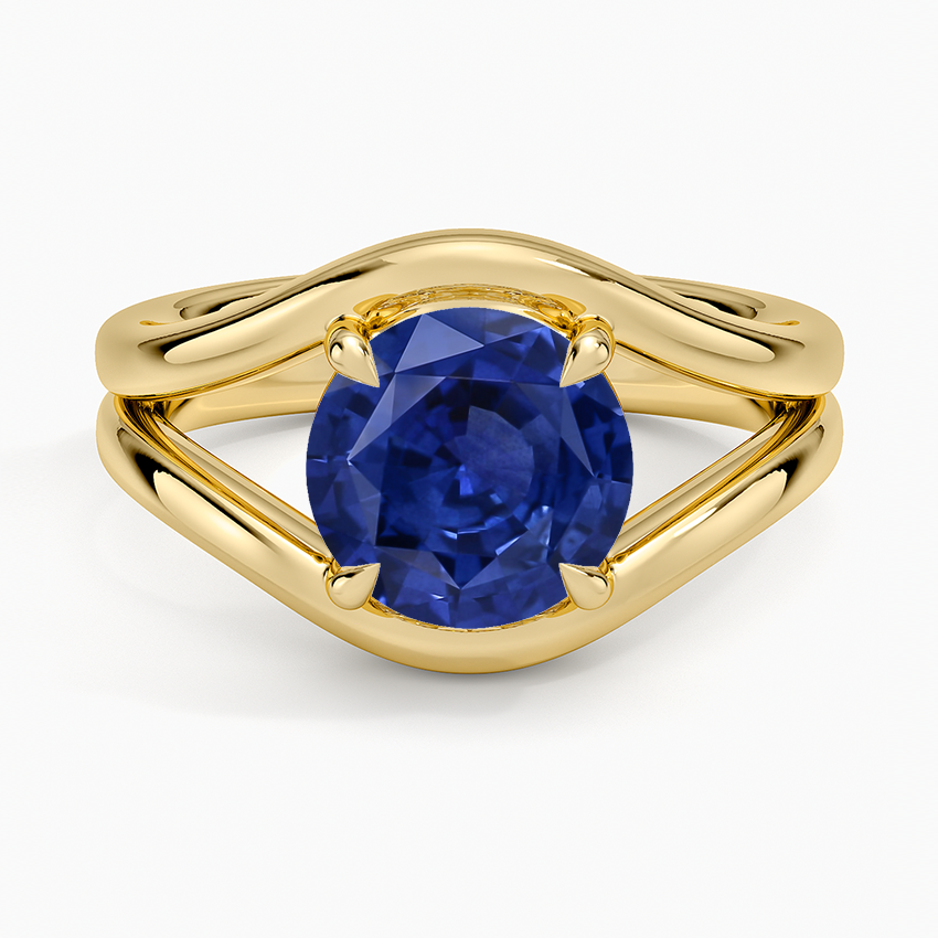 Sapphire Frame Solitaire Ring in 18K Yellow Gold