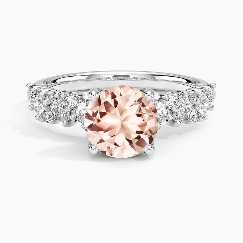 Morganite Olivetta Diamond Ring in 14K White Gold