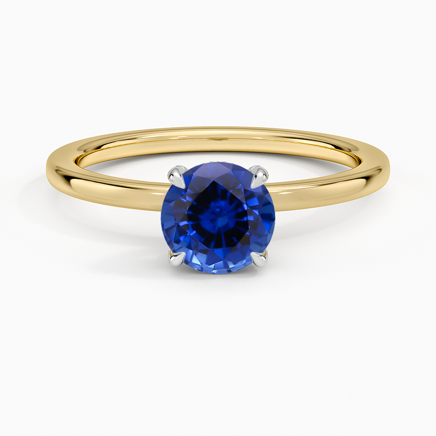 Sapphire Mixed Metal Lumiere Diamond Ring in 18K Yellow Gold
