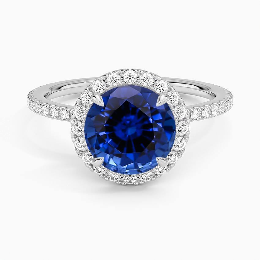Lab Grown Sapphire Waverly Halo Diamond Ring (1/2 ct. tw.) in 18K White Gold